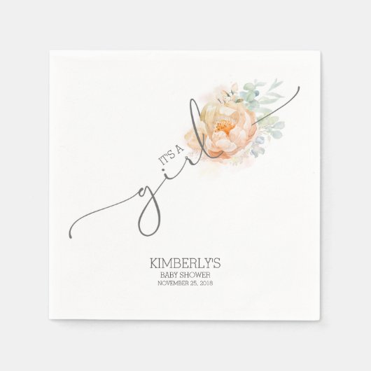 Serviette En Papier Baby shower mûr de fleurs de broche (Devant)