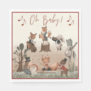 Serviette En Papier Baby shower musical des animaux de bois
