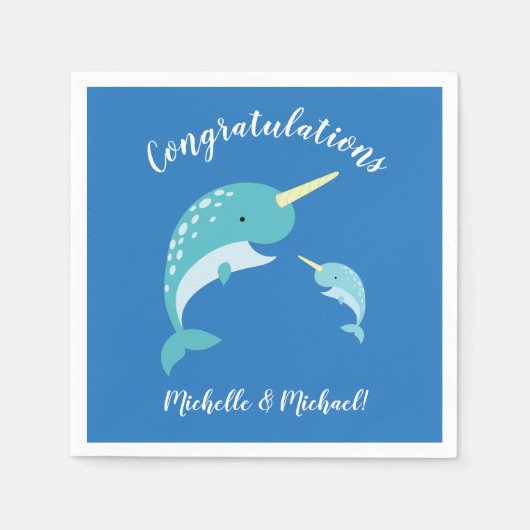 Serviette En Papier Baby shower Narval (Devant)