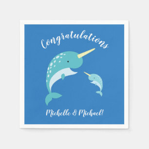 Serviette En Papier Baby shower Narwhal Bleu Garçon mignon