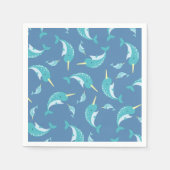 Serviette En Papier Baby shower Narwhal Blue Boy Whale (Devant)