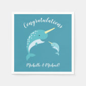 Serviette En Papier Baby shower Narwhal Jaune Genre Baleine Neutre (Devant)