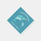 Serviette En Papier Baby shower Narwhal Jaune Genre Baleine Neutre (Coin)
