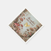 Serviette En Papier Baby shower naturel des champignons papillons (Coin)