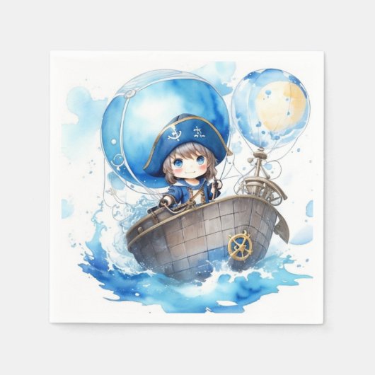 Serviette En Papier Baby shower Nautical Adventure Boy (Devant)