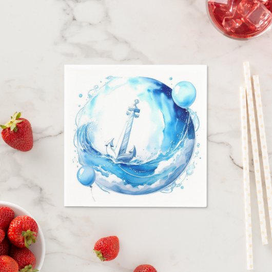 Serviette En Papier Baby shower Nautical Ocean Theme Boy (En situation)