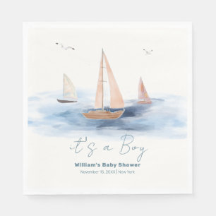 Serviette En Papier Baby shower nautique minimaliste neutre