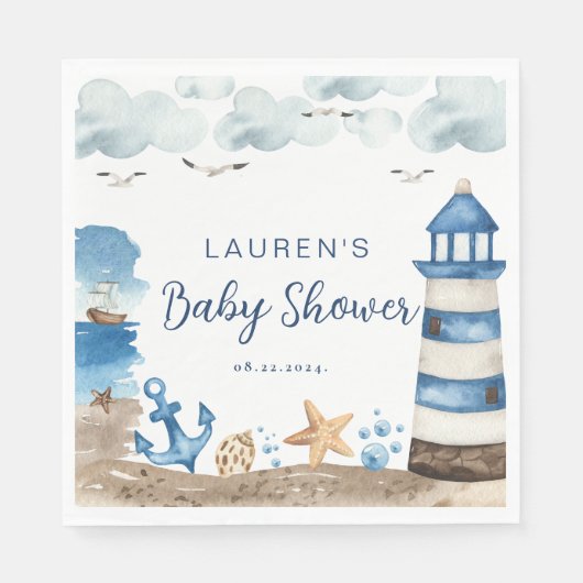 Serviette En Papier Baby shower nautique serviettes (Devant)
