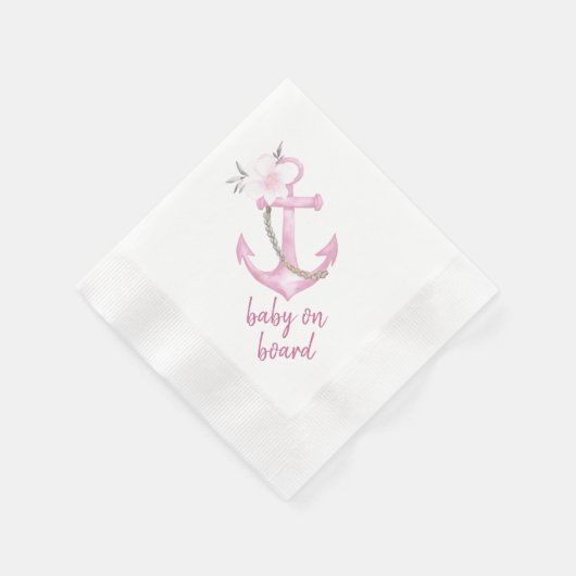 Serviette En Papier Baby shower nautique serviettes | Aquarelle rose (Coin)