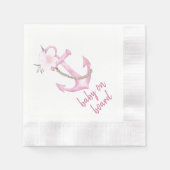 Serviette En Papier Baby shower nautique serviettes | Aquarelle rose (Devant)