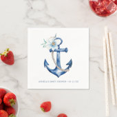 Serviette En Papier Baby shower nautique serviettes | Marine Blue Wate (En situation)