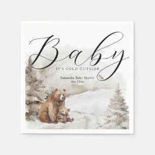 Serviette En Papier Baby shower neutre à l'extérieur de la forêt d'hiv