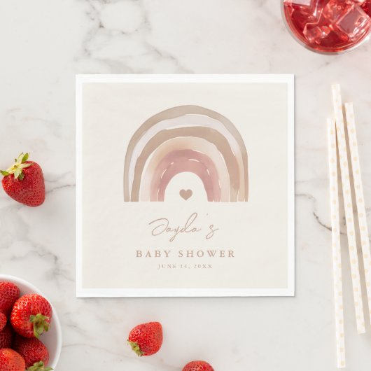 Serviette En Papier Baby shower neutre arc-en-ciel Boho (En situation)