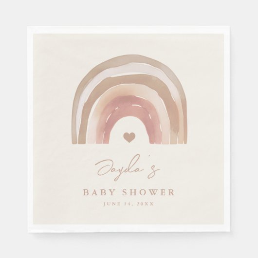 Serviette En Papier Baby shower neutre arc-en-ciel Boho (Devant)