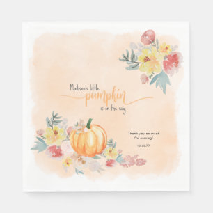 Serviette En Papier Baby shower neutre Citrouille aquarelle
