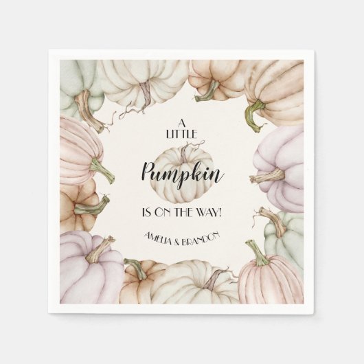 Serviette En Papier Baby shower Neutre Citrouille Pastel (Devant)