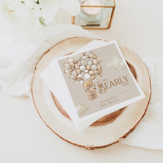 Serviette En Papier Baby shower neutre d'attente de l'ours en peluche