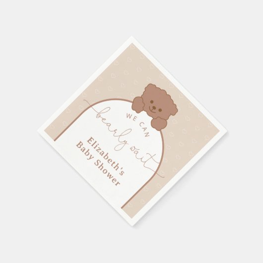 Serviette En Papier Baby shower neutre de l'ours en peluche minimal (Coin)