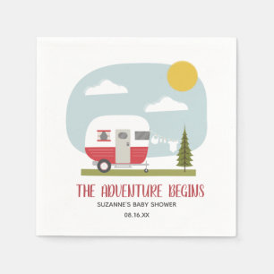 Serviette En Papier Baby shower neutre du Camper rouge Adventure Retro