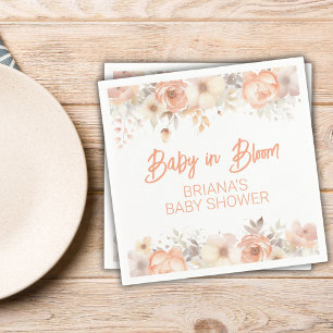 Serviette En Papier Baby shower neutre genre Fleur de Pêche