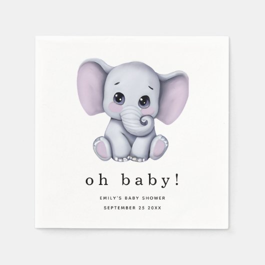 Serviette En Papier Baby shower neutre homme éléphant (Devant)