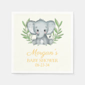 Serviette En Papier Baby shower neutre jaune éléphant vert (Devant)