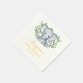 Serviette En Papier Baby shower neutre jaune éléphant vert (Coin)