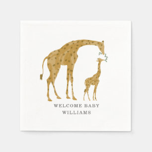 Serviette En Papier Baby shower neutre minimaliste de la Girafe Mama B