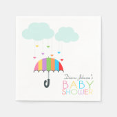 Serviette En Papier Baby shower neutre parapluie arc-en-ciel (Devant)