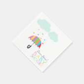 Serviette En Papier Baby shower neutre parapluie arc-en-ciel (Coin)