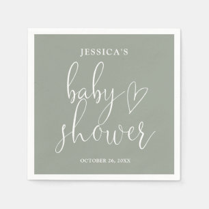 Serviette En Papier Baby shower neutre Sage Green