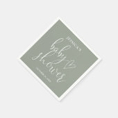 Serviette En Papier Baby shower neutre Sage Green (Coin)