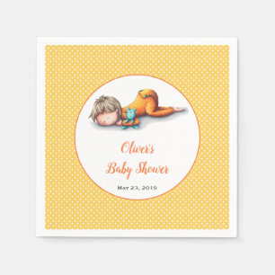 Serviette En Papier Baby shower neutre simple et dormant pour bébé jau