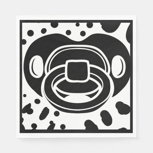 Serviette En Papier Baby shower - Noir et Blanc - Pacifique (Devant)