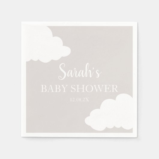 Serviette En Papier Baby shower nuage (Devant)