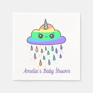 Serviette En Papier Baby shower nuage arc-en-ciel Unicorn