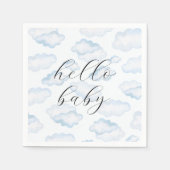 Serviette En Papier Baby shower nuage bleu aquarelle (Devant)