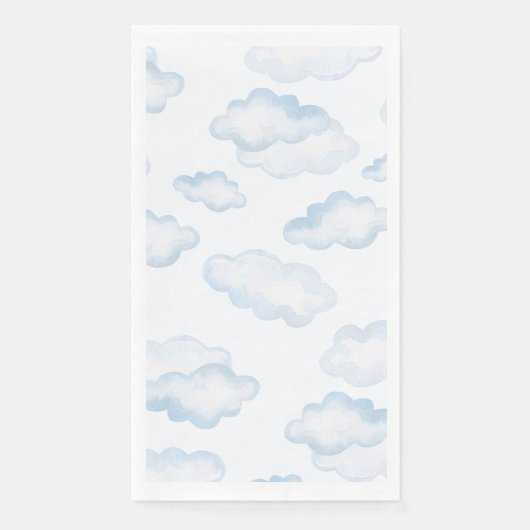 Serviette En Papier Baby shower nuage bleu aquarelle (Devant)