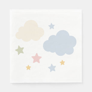 Serviette En Papier Baby Shower Nuages Pastels et Étoiles