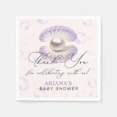 Serviette En Papier Baby shower Océanique Little Pearl Purple Seashell (Devant)