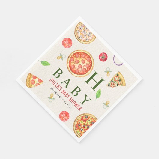 Serviette En Papier Baby shower Oh Baby Pizza + Pacificateurs (Coin)
