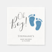 Serviette En Papier Baby shower Oh Boy Blue Feet (Devant)