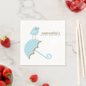 Serviette En Papier Baby shower Oiseau Parapluie Bleu (En situation)