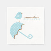 Serviette En Papier Baby shower Oiseau Parapluie Bleu (Devant)