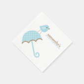 Serviette En Papier Baby shower Oiseau Parapluie Bleu (Coin)