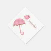Serviette En Papier Baby shower Oiseau-Parapluie rose (Coin)