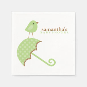 Serviette En Papier Baby shower Oiseau Parapluie Vert