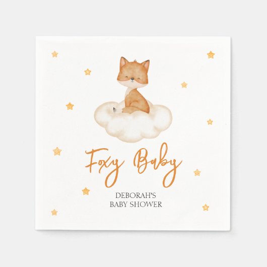 Serviette En Papier Baby shower Orange Cute Fox (Devant)