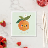 Serviette En Papier Baby shower orange de Little Cutie (En situation)
