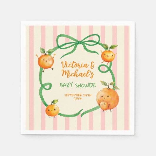 Serviette En Papier Baby shower orange de Little Cutie (Devant)